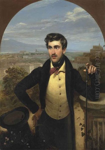 Portrait Of Prince Mikhail Alexandrovich Galitzine (1804-1860) Oil Painting by Orest Adamovich Kiprensky