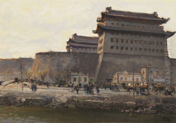 Das Deshengmen-stadttor In Peking by Erich Kips