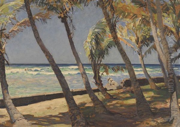 Waikiki Strand Oil Painting by Erich Kips