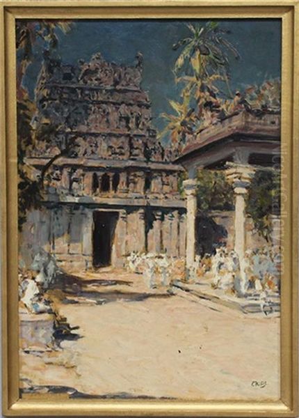 Tempel Bei Kalkutta Oil Painting by Erich Kips