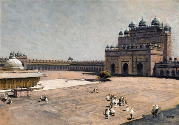 Fatepur Sikri In Indien. Das Grab Des Scheichs Salim Chishti Oil Painting by Erich Kips