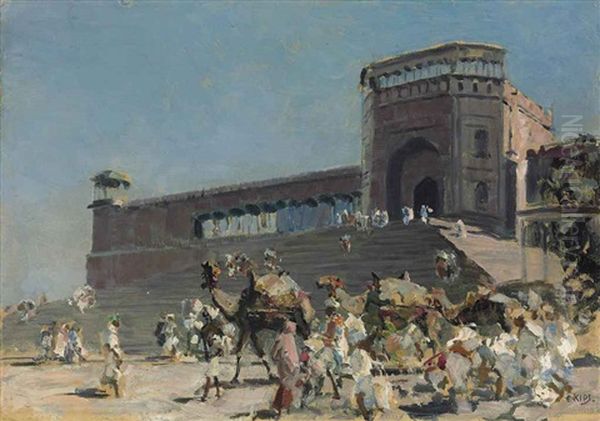 The Steps Of The Jama Masjid, Delhi Oil Painting by Erich Kips