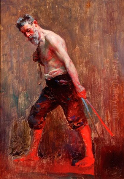 Foundry Worker Oil Painting by Erich Kips