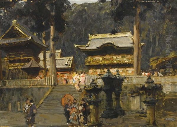 Die Tempel In Nikko Oil Painting by Erich Kips