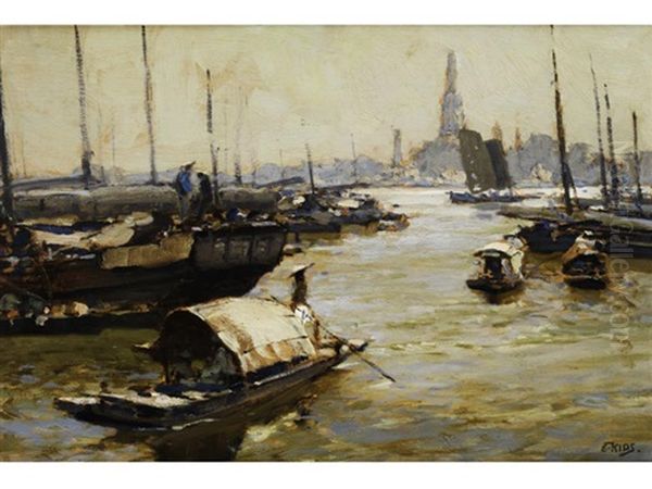 Ansicht Von Bangkok Oil Painting by Erich Kips