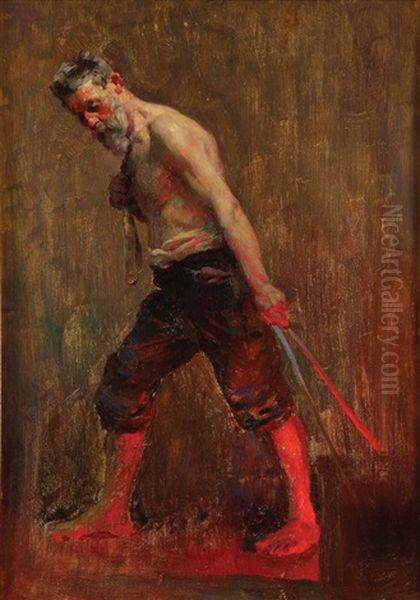 Foundry Worker Oil Painting by Erich Kips