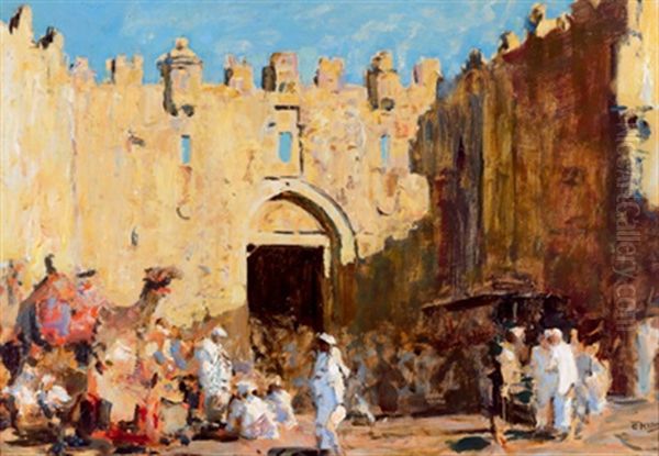 Jerusalem - Das Damaskustor Oil Painting by Erich Kips