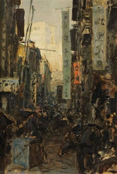 Hongkong, Strase Gegen Den Victoria-hill Oil Painting by Erich Kips