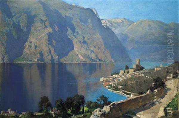 Blick Auf Malcesine Am Gardasee Oil Painting by Erich Kips