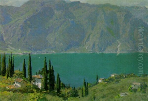 Gardasee Oil Painting by Erich Kips