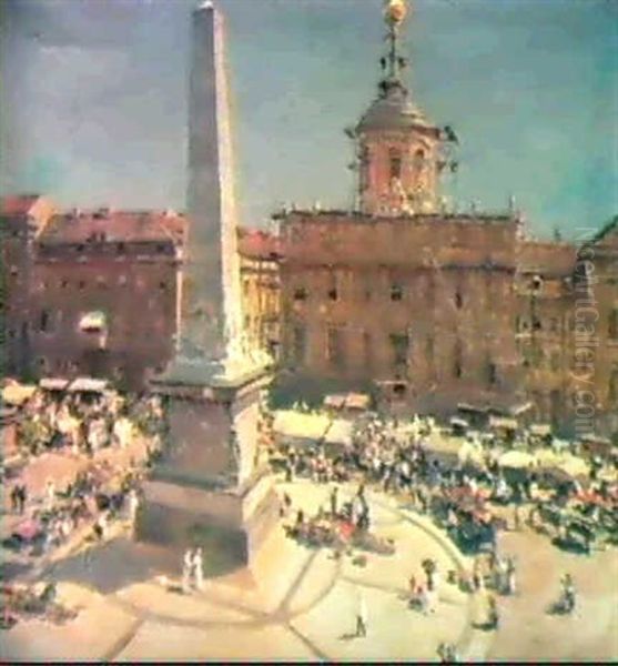 Der Marktplatz In Potsdam Mit Dem Alten Rathaus Oil Painting by Erich Kips