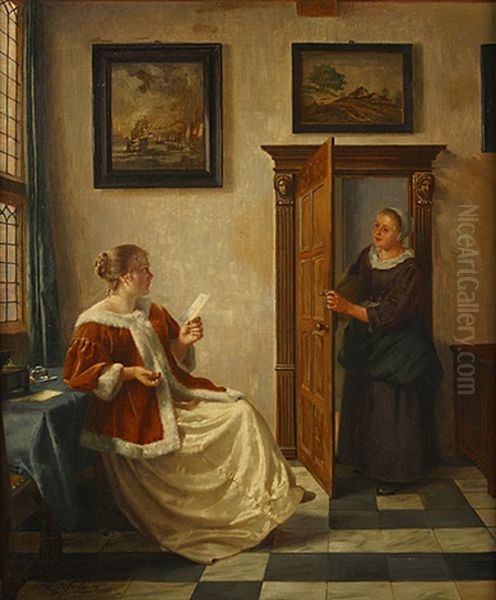 De Brief Oil Painting by Otto Kirberg