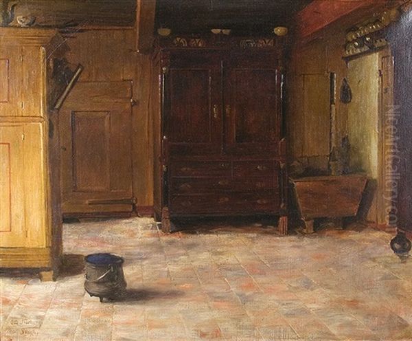 Interior Oil Painting by Otto Kirberg