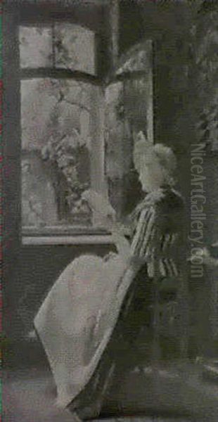 Reading By A Window Oil Painting by Otto Kirberg