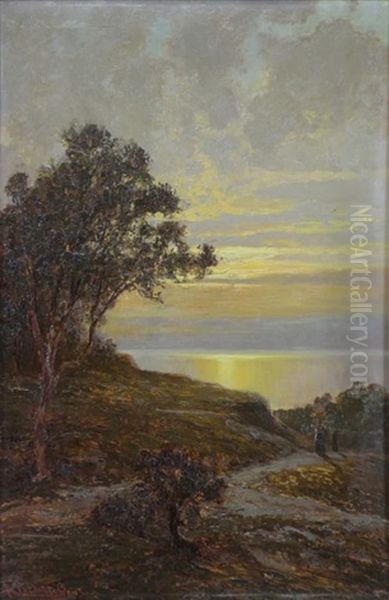 Sunset Landscape Oil Painting by Alexander Kircher