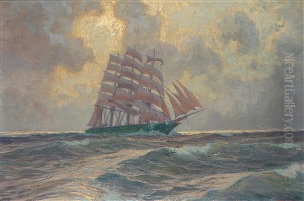 Three-master On The High Seas Oil Painting by Alexander Kircher