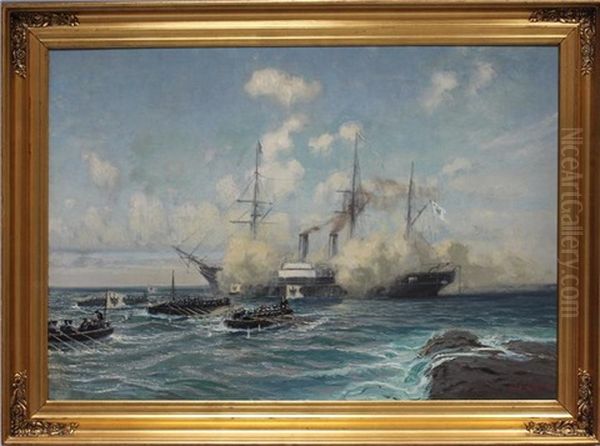 Matrosen Beim Verlassen Eines Kriegsschiffes (1. Weltkrieg) Oil Painting by Alexander Kircher