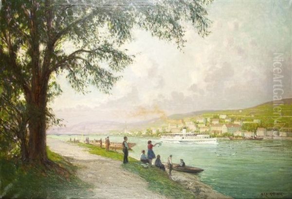 Am Rhein Bei Koblenz Oil Painting by Alexander Kircher