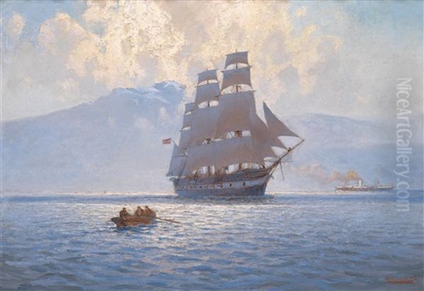 S. M. Fregatte Radetzky In Quarnero (istrien, Kvarner Bucht) Oil Painting by Alexander Kircher