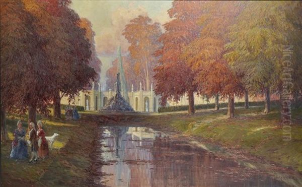 Herbst Im Park Von Schloss Nymphenburg Oil Painting by Alexander Kircher