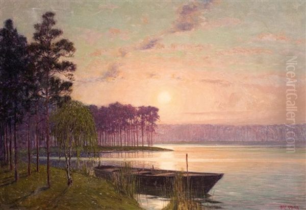 Abendfrieden An Einem Markischen See Oil Painting by Alexander Kircher