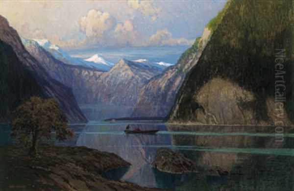 Konigssee Mit Dem Watzmann Oil Painting by Alexander Kircher