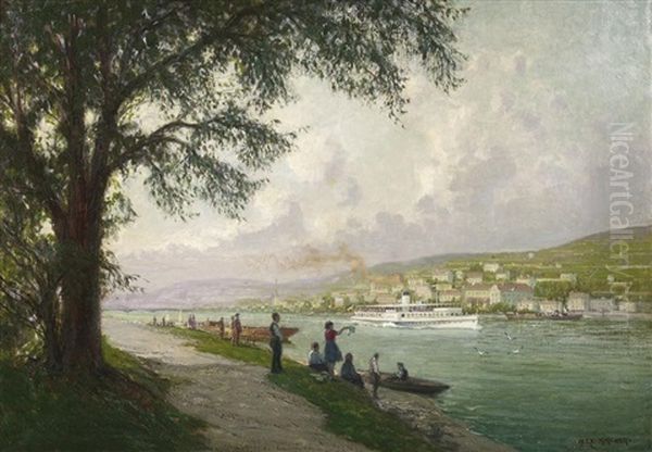 Der Rhein Bei Koblenz Oil Painting by Alexander Kircher