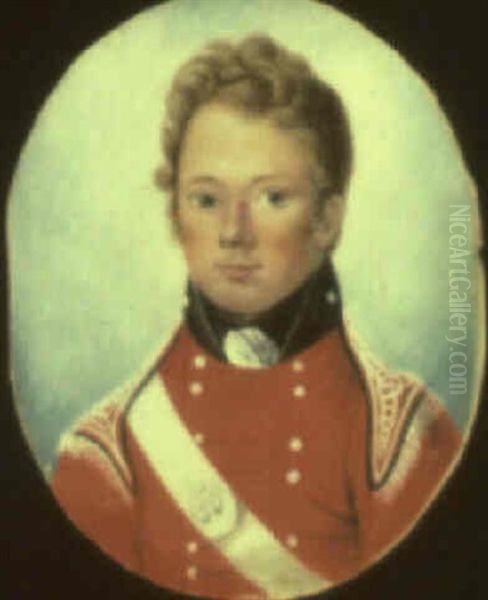 Portrait Of An Officer Of The 50th Regiment Of Foot Oil Painting by Henry Kirchhoffer