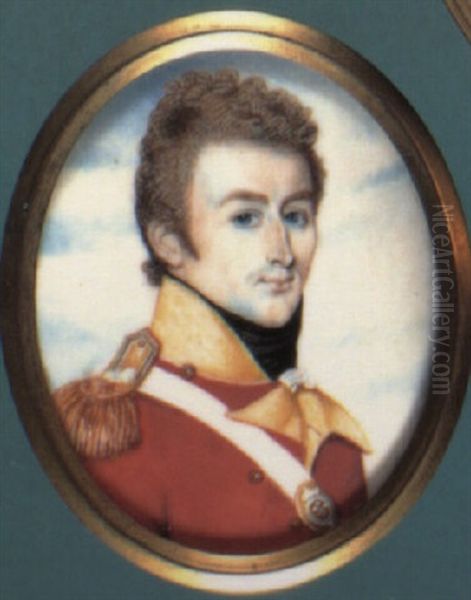 An Officer, In Red Coat With Yellow Facings, Gold           Epaulettes And White Cross Belt With Plate With Prince Of Oil Painting by Henry Kirchhoffer