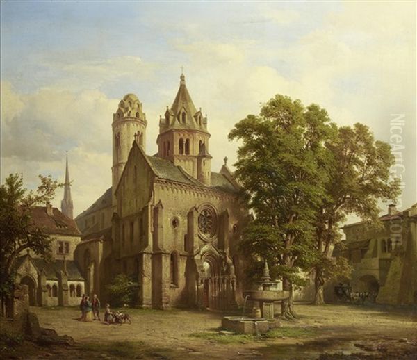 View Of A Church Oil Painting by Albert Emil Kirchner