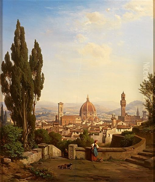 Blick Von Der Hohe Auf Florenz An Einem Prachtigen Sonnentag Oil Painting by Albert Emil Kirchner