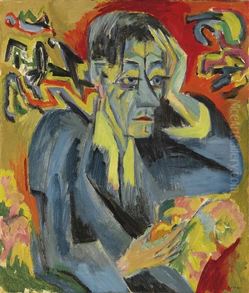 Bildnis Des Dichters Frank Oil Painting by Ernst Ludwig Kirchner