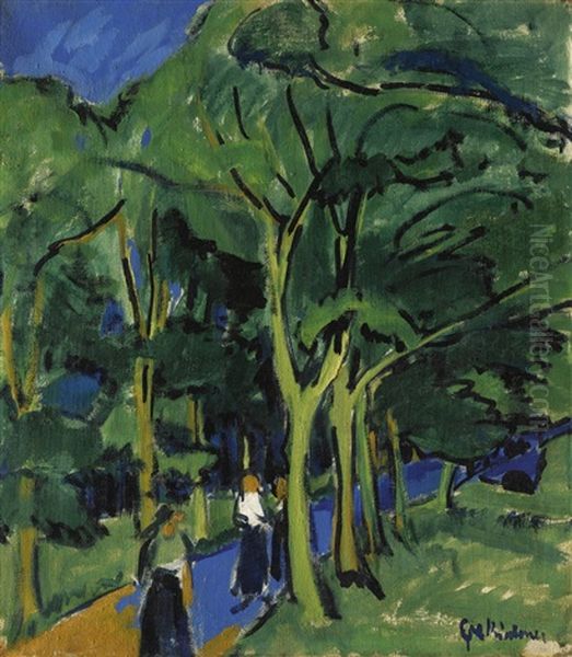 Waldstrasse (forest Road) Oil Painting by Ernst Ludwig Kirchner