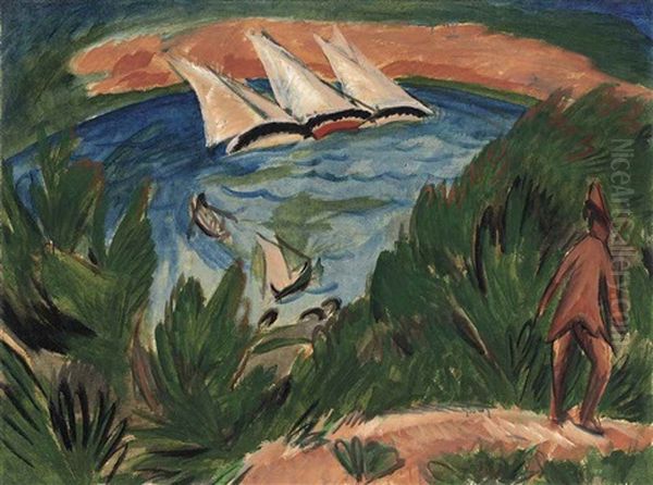 Segelboote Im Sturm Oil Painting by Ernst Ludwig Kirchner