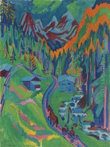 Sertigweg Im Sommer Oil Painting by Ernst Ludwig Kirchner