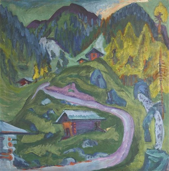 Alpweg (bergweg) (alp Path; Mountain Path) Oil Painting by Ernst Ludwig Kirchner