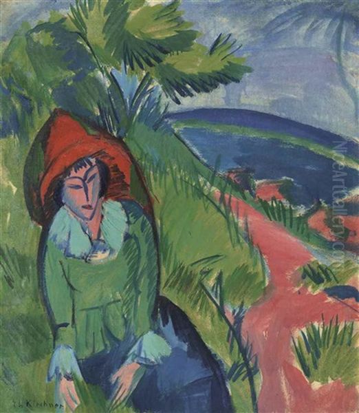 Erna Am Meer, Fehmarn Oil Painting by Ernst Ludwig Kirchner