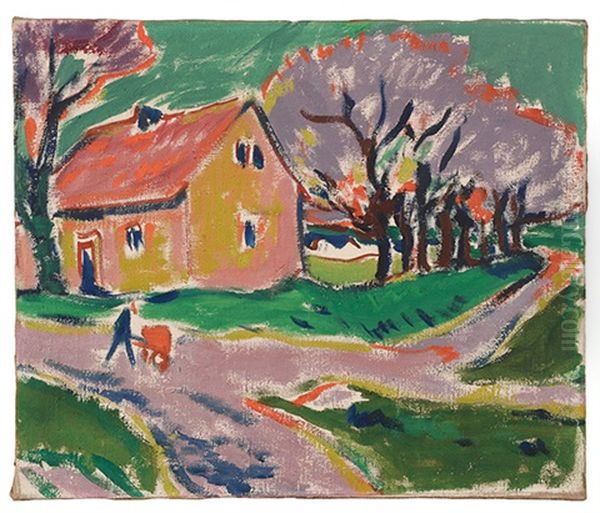 Rotes Haus - Roter Januar Oil Painting by Ernst Ludwig Kirchner