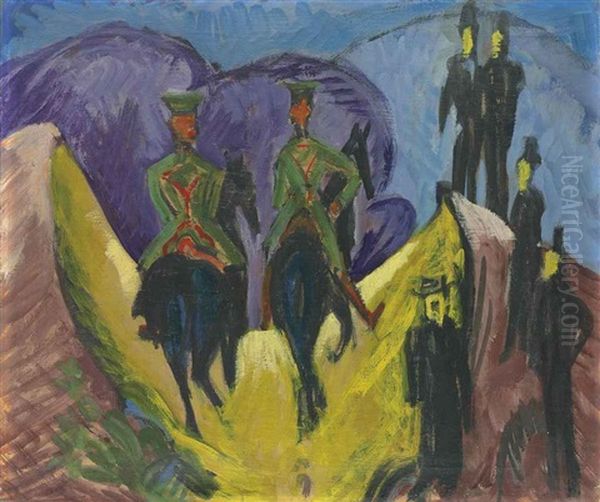 Husarenritt; Die Reiter Oil Painting by Ernst Ludwig Kirchner