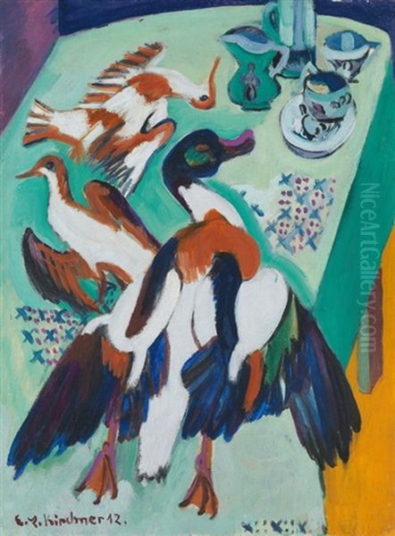 Stillleben Mit Ente Und Schnepfen Oil Painting by Ernst Ludwig Kirchner