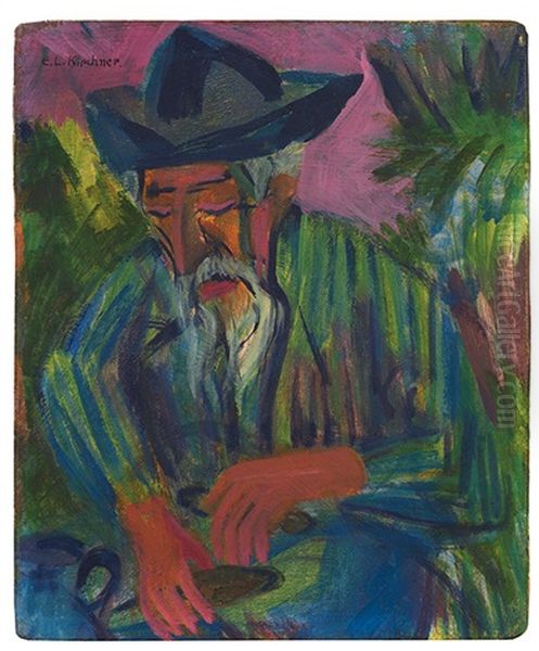 Portrait Kaspar Cadiepolt - Alter Bauer - Der Koreaner Oil Painting by Ernst Ludwig Kirchner