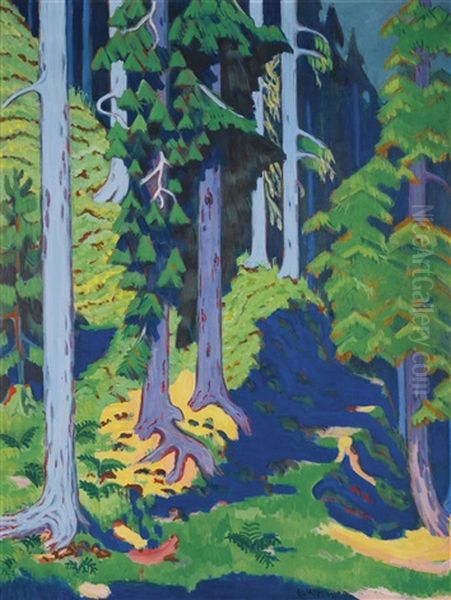 Waldinneres (forest Interior) Oil Painting by Ernst Ludwig Kirchner