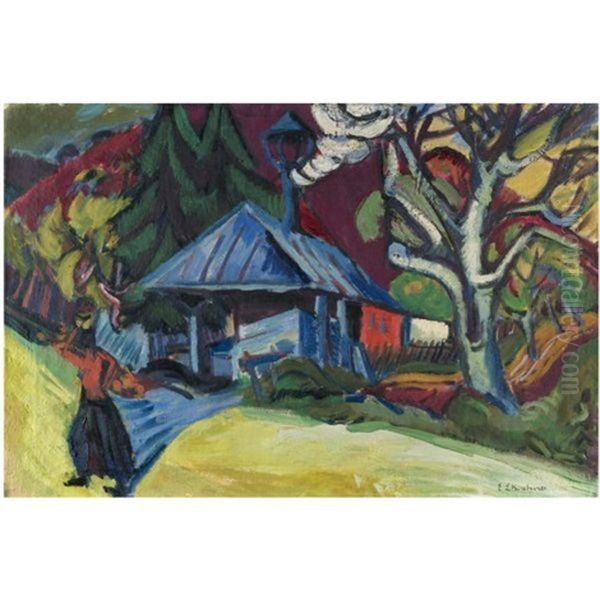 Die Sagemuhle In Konigstein - Sawmill In Konigstein Oil Painting by Ernst Ludwig Kirchner