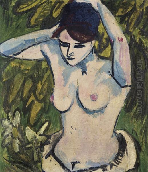 Halbakt Mit Erhobenen Armen Oil Painting by Ernst Ludwig Kirchner