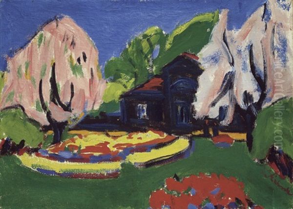 Torhaus An Der Hauptallee Des Grossen Gartens In Dresden Oil Painting by Ernst Ludwig Kirchner