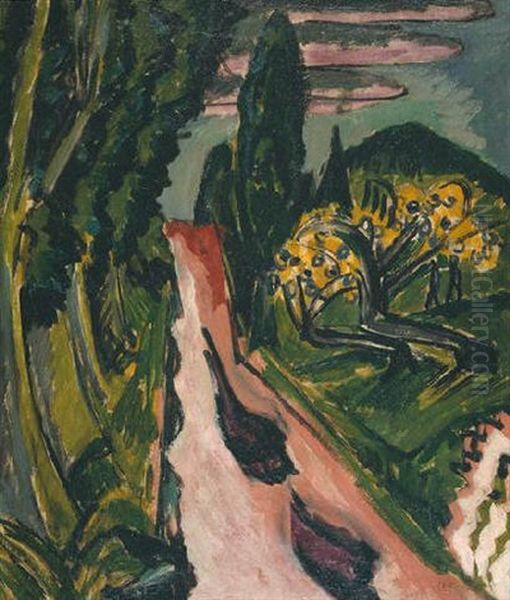 Autostrasse Im Taunus Oil Painting by Ernst Ludwig Kirchner