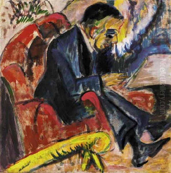 Sitzender Mann Auf Parkbank Oil Painting by Ernst Ludwig Kirchner