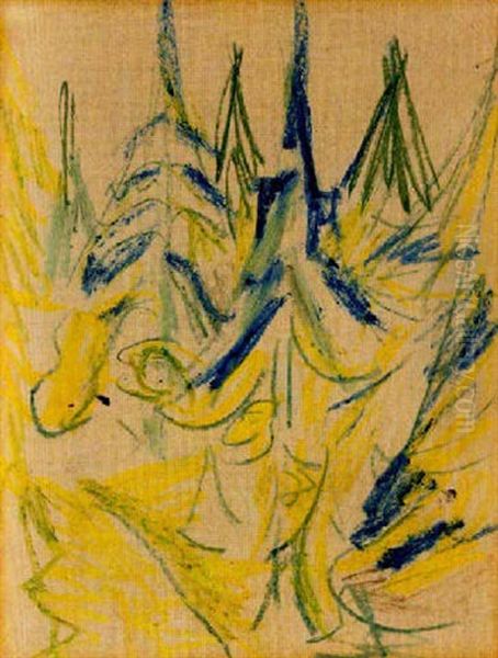 Tannen Oil Painting by Ernst Ludwig Kirchner