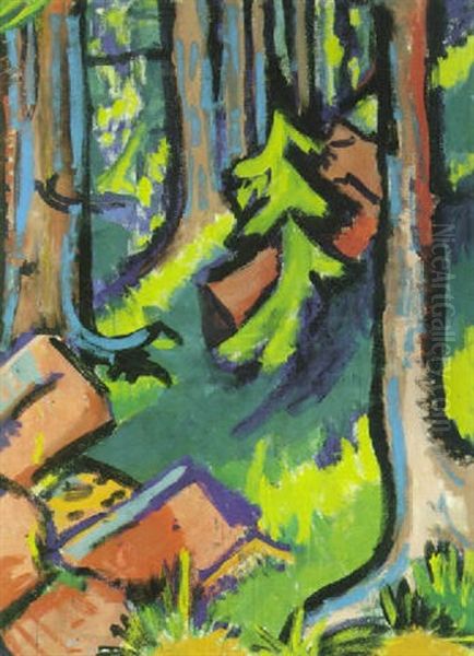 Wald Oil Painting by Ernst Ludwig Kirchner