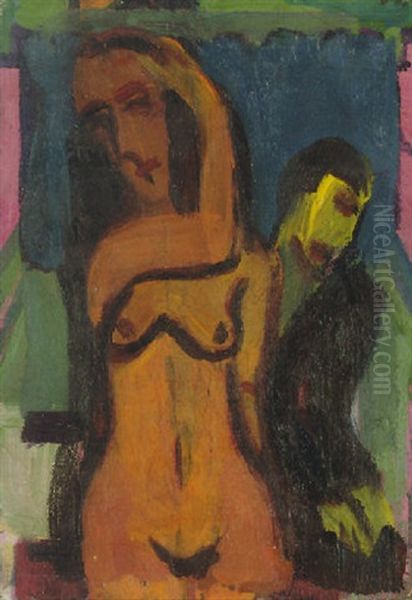 Weiblicher Akt Mit Mannlicher Figur Oil Painting by Ernst Ludwig Kirchner